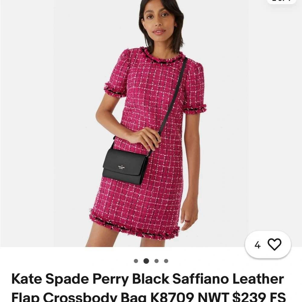 Kate Spade Perry Black Saffiano Leather Flap Crossbody Bag. STYLE K8709. NWT. - Picture 2 of 6